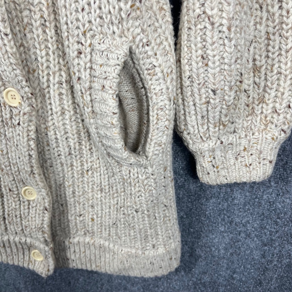 P.G.E. Longline Cardigan Women Medium Cream Wool Blend Chunky Knit Collared Coat - Picture 6 of 9